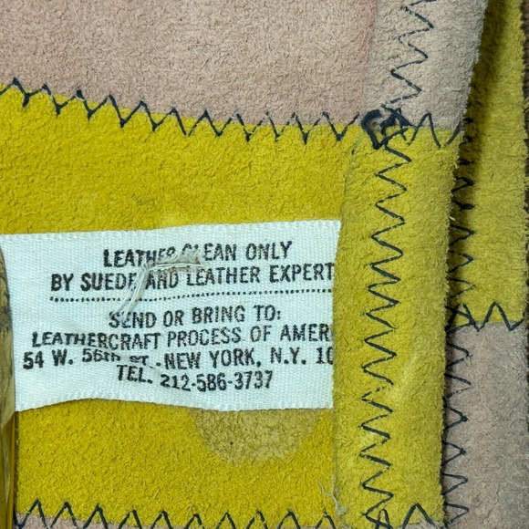 Vintage Suede Skirt Hippy Mod Scooter GoGo Leather 70s Micro Mini Patchwork XS 0 - Picture 8 of 11